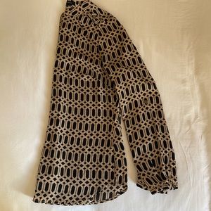 BCBG Black and Tan long sleeved blouse, size M